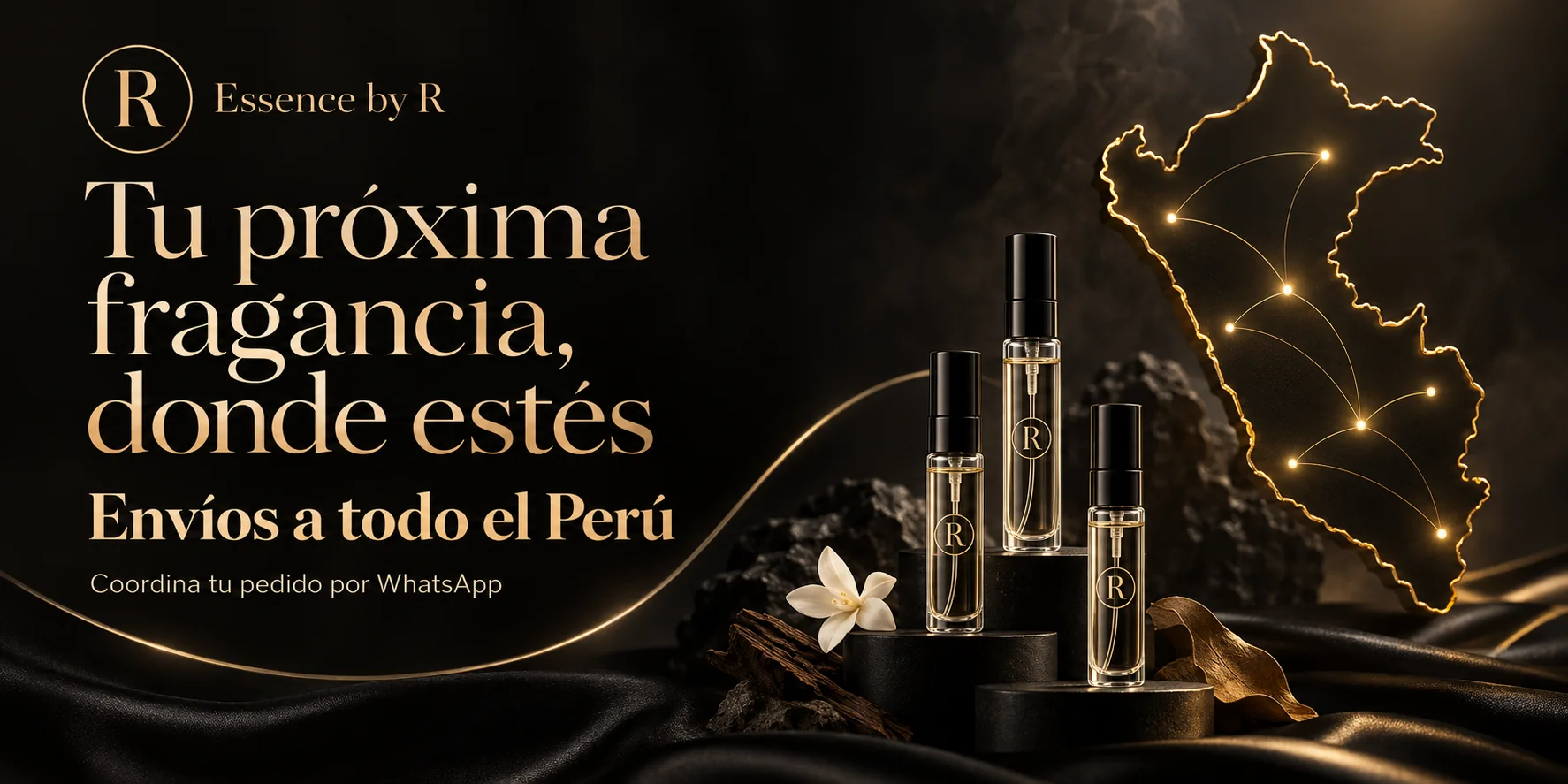 Concepto visual de envíos de decants a todo el Perú